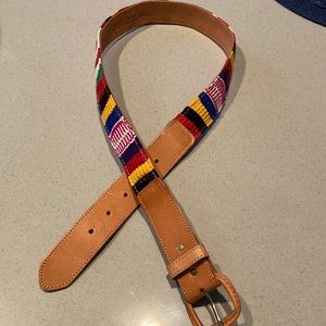 Southwestern  Aztec Leather Woven Belt Size Medium Large  Made in USA